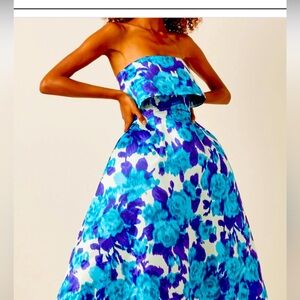 SOLD OUT RICHARD QUINN BLUE ROSE GOWN SZ 0 corset